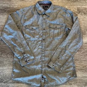 Men’s Gray Double Pocket Button Up Shirt